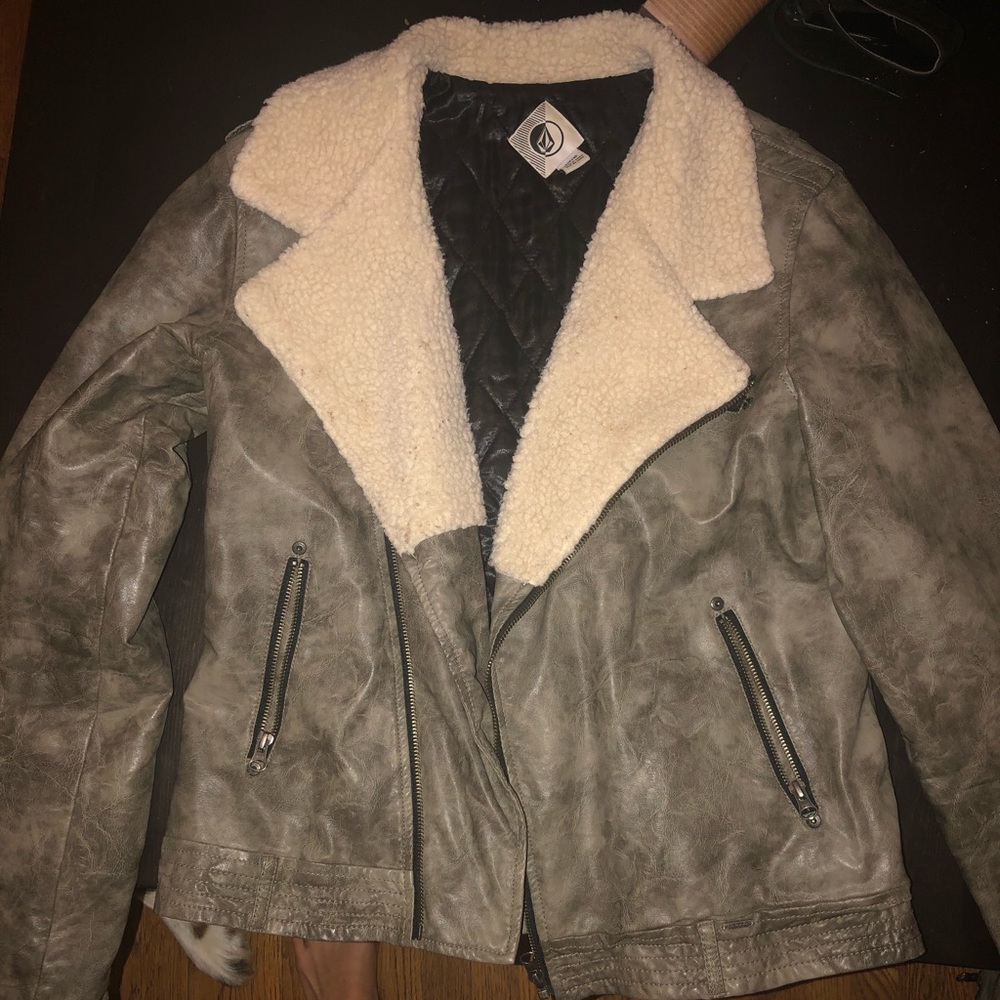 Leather with faux fur jacket